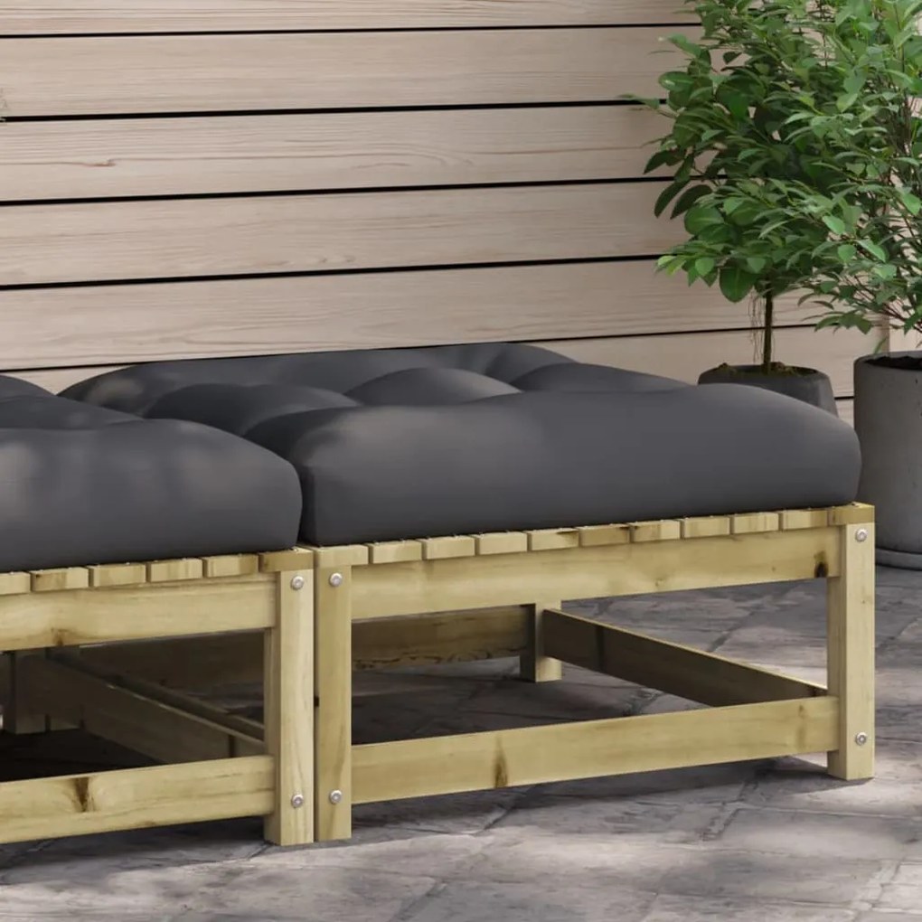 Poggiapiedi Da Giardino Con Cuscino İn Legno Impregnato Di Pino /