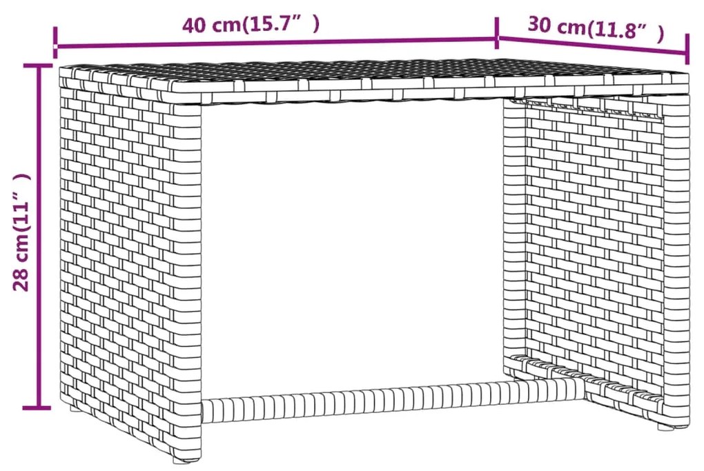 Lettini Prendisole 2pz con Tavolino Grigio in Polyrattan