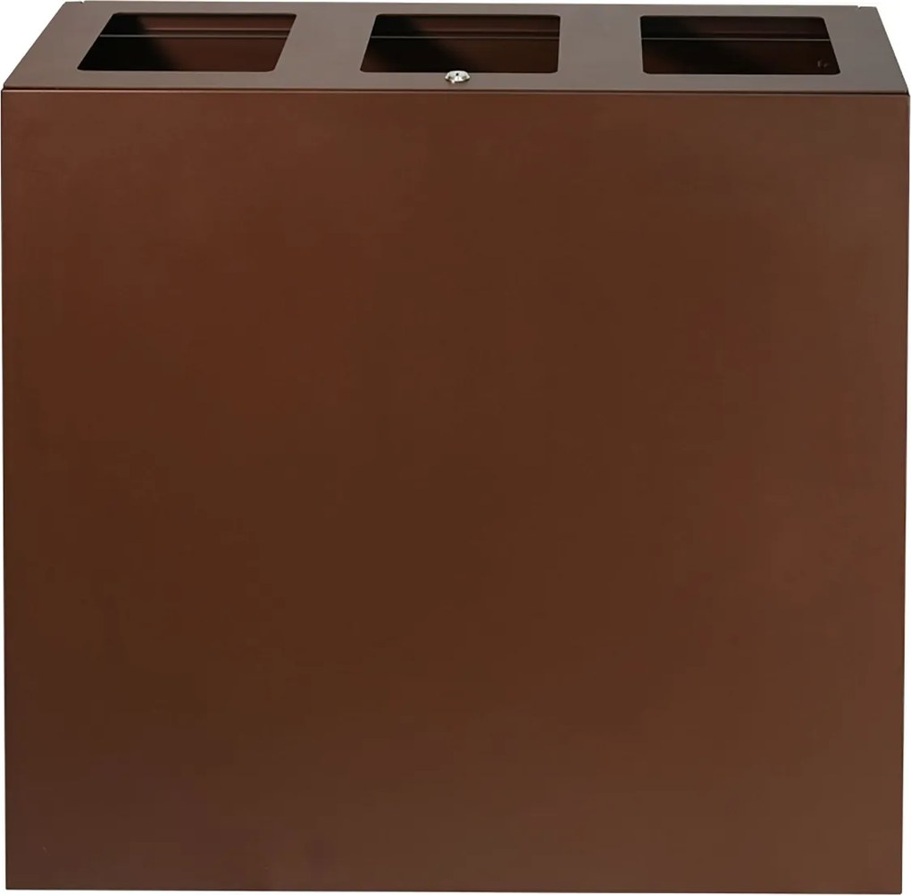 Pattumiera per Raccolta Differenziata 3 Scomparti Capacità 180 lt 90x30x80 cm in Acciaio Corten...