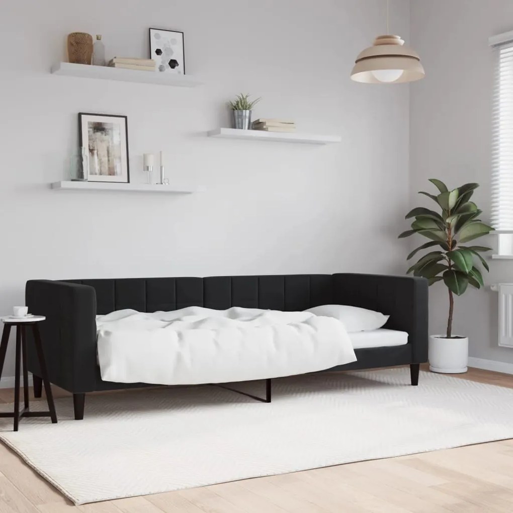 Letto Da Giorno Nero 80x200 Cm İn Velluto /