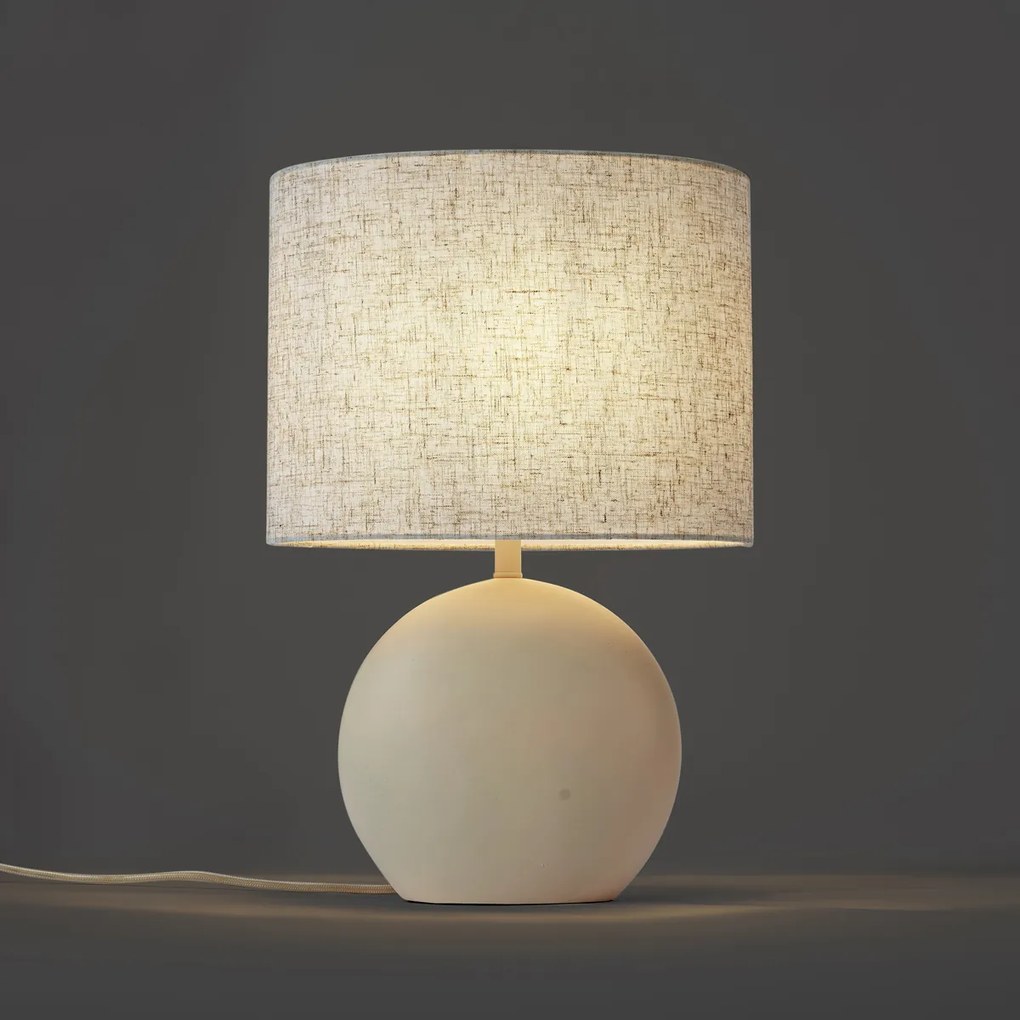 Lampada da tavolo Japandi beige con paralume in lino - Timo