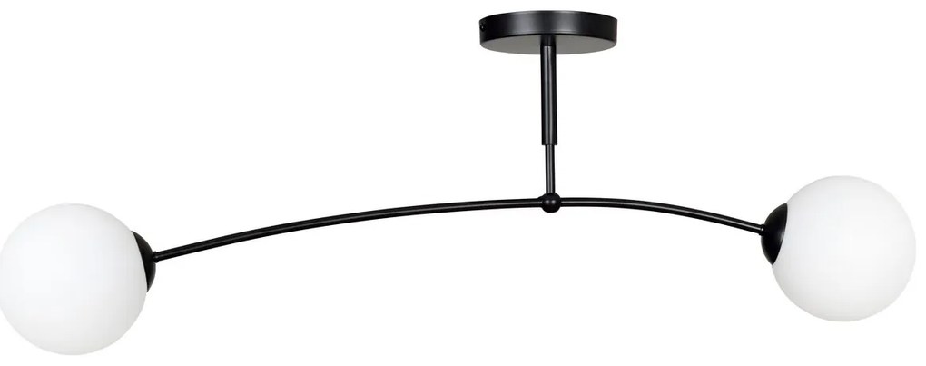 Lampadario a Sospensione in Acciaio e Vetro PREGOS 2 Nero/Bianco 2xE14