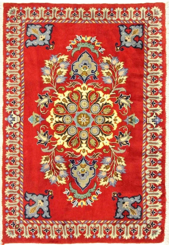 Kashan Tappeto 100 x 70 Rosso (Iran) Annodato A Mano