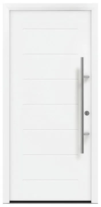 Portoncino d'ingresso HORMANN Iso Pro Secur 015 L 80 x H 210 cm in acciaio bianco, apertura tirare a destra