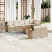 Set Divano da Giardino 9 pz con Cuscini Beige in Polyrattan 3224210