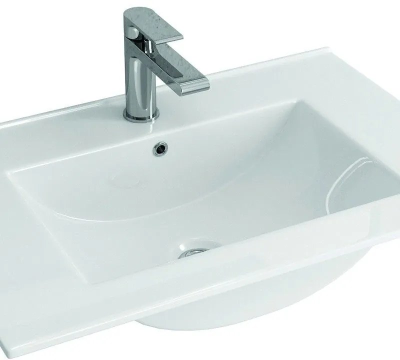 Kamalu - lavabo da incasso 76cm per mobile in ceramica bianca |litos-k7075