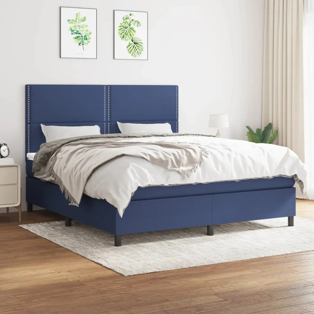 Giroletto A Molle Con Materasso Blu 160x200 Cm İn Tessuto /