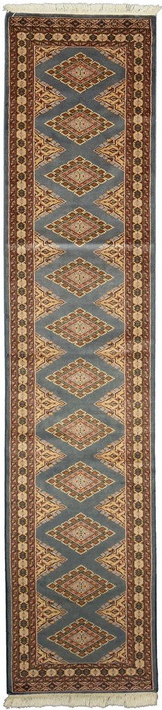 Bokhara Tappeto orientale 340 x 80 Verde (Pakistan) Annodato A Mano