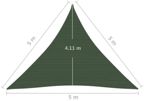 Vela Parasole 160 g/m² Verde Scuro 5x5x5 m in HDPE