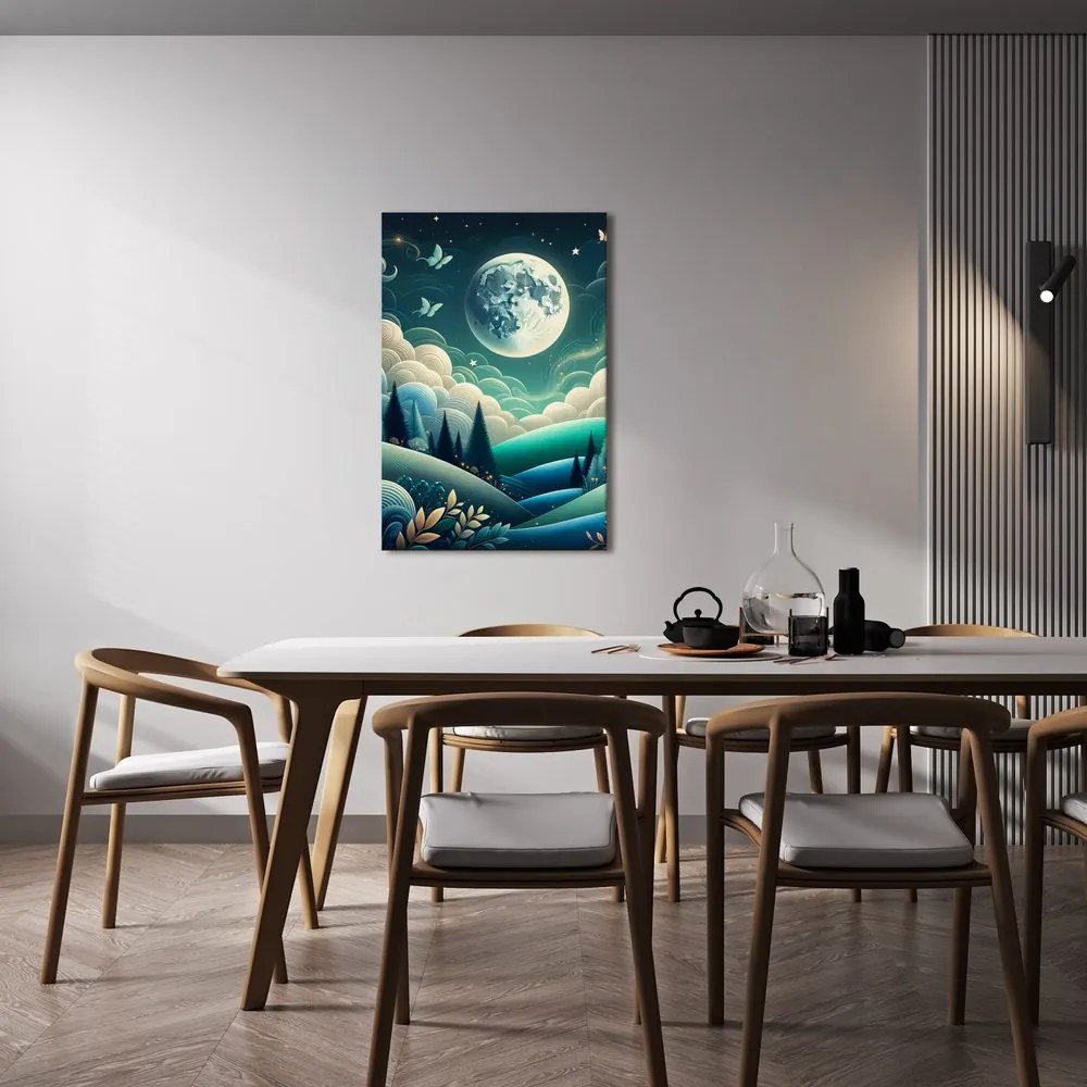 Quadro su tela – Natura fiabesca con luna piena