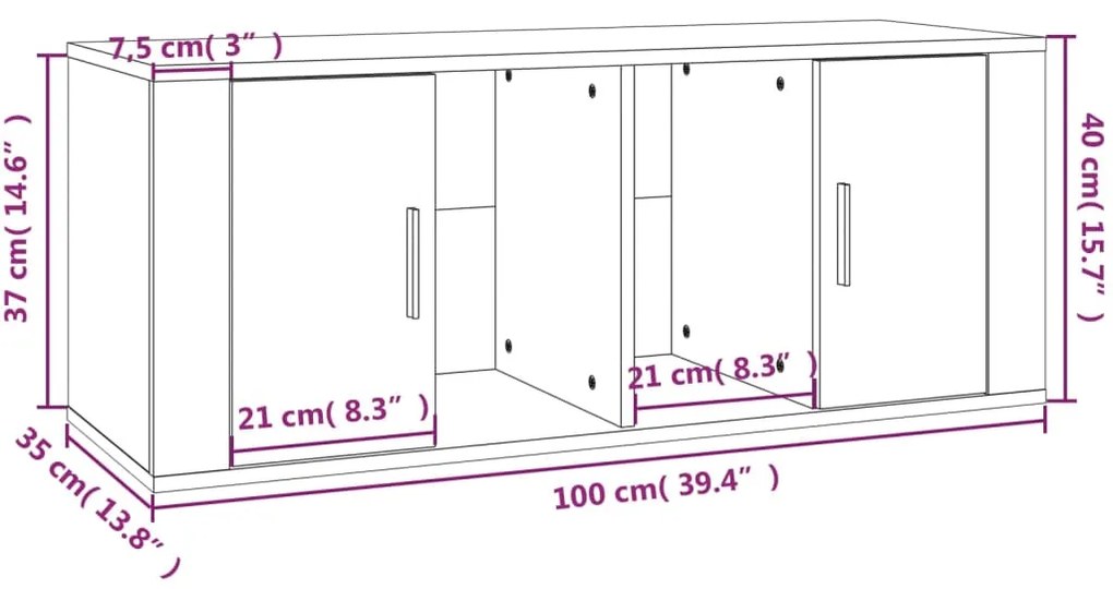 Mobile Porta TV Nero 100x35x40 cm in Legno Multistrato