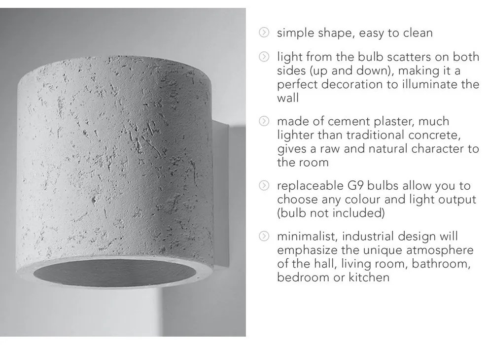 Lampada da parete in cemento Roda - Sollux