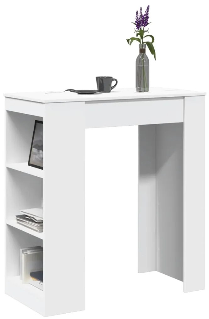 Tavolo Bar Con Rastrelliera Bianco 95x47x103,5 Cm Multistrato /