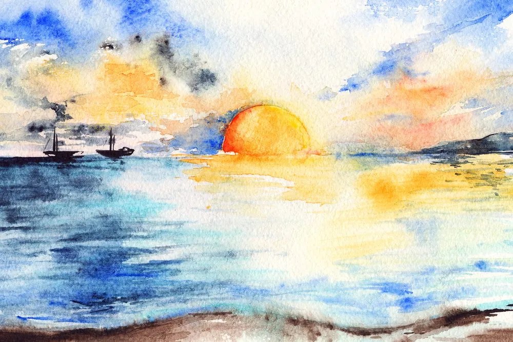 Quadro su tela – Tramonto luminoso sul mare