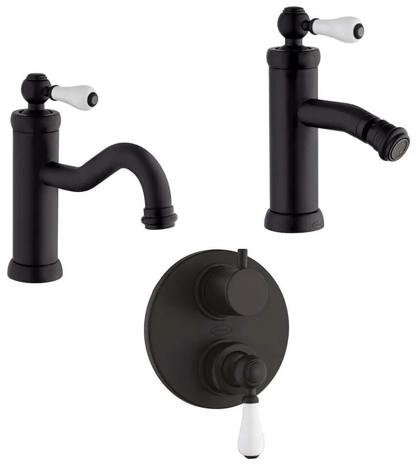 Kit miscelatori lavabo bidet e incasso doccia con deviatore serie Tosca nero opaco Jacuzzi Rubinetteria