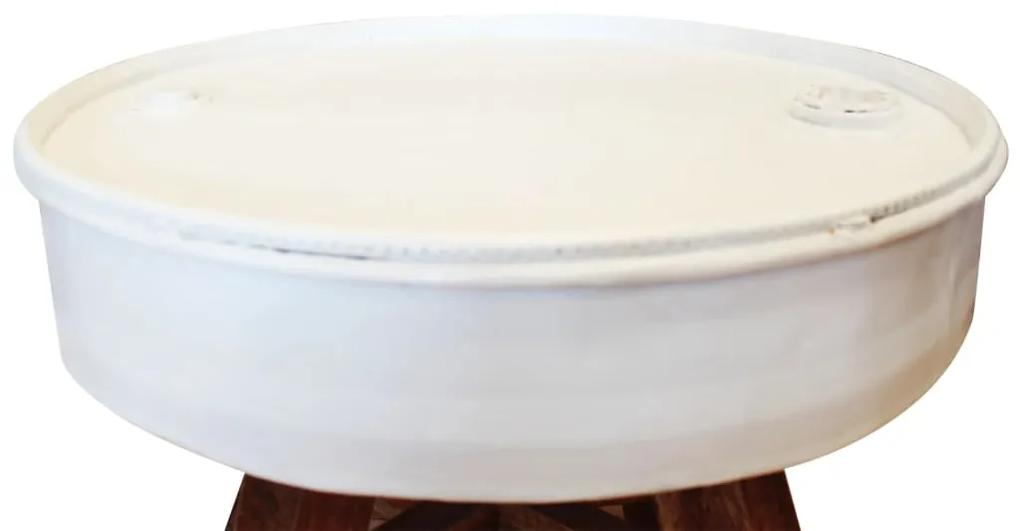 Tavolino da caffè in legno massello recuperato 60x45 cm bianco