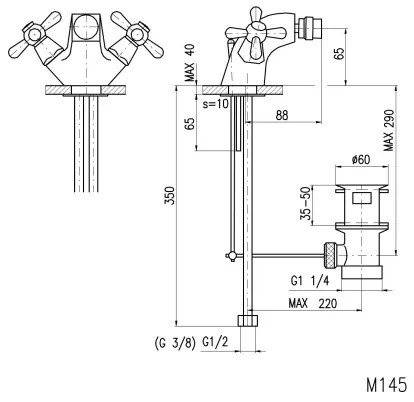 RAV Slezák MK145.0 - Miscelatore per bidet + piletta MORAVA 6,5 cm cromo lucido