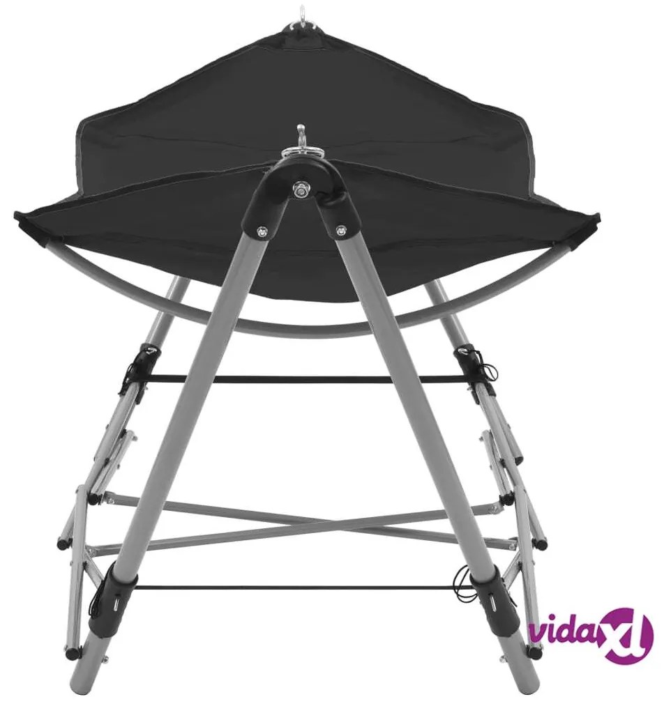 vidaXL Amaca con Supporto Pieghevole Nera