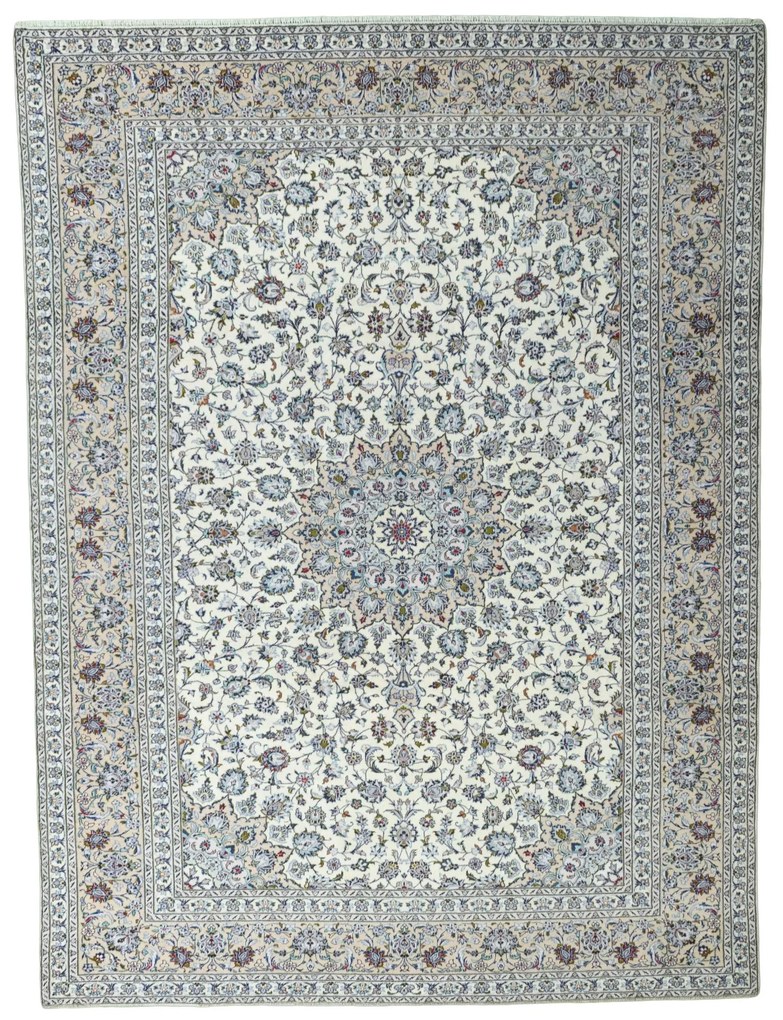 Kashan Tappeto 390 x 290 Beige (Iran) Annodato A Mano