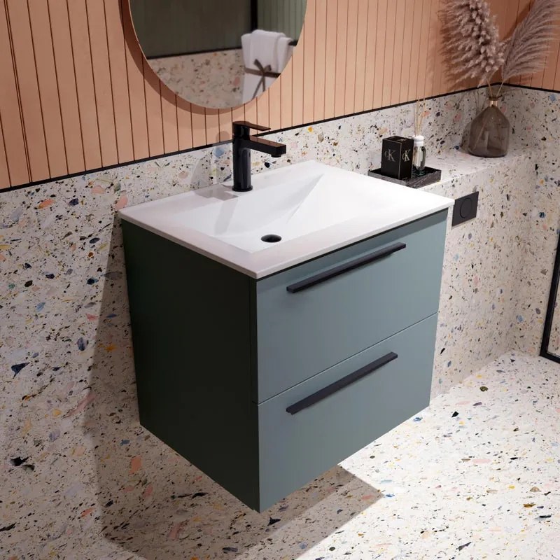 Lavabo a incasso rettangolare vasca centrale FLAT L 61 x H 16 x P 40 cm in ceramica bianco opaco
