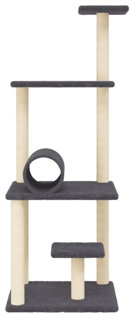 Albero per gatti con tiragraffi in sisal grigio scuro 136 cm