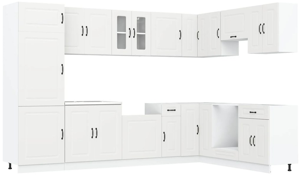 Armadio da cucina  ""kalmar"" con doppi lavelli in legno ingegnerizzato bianco