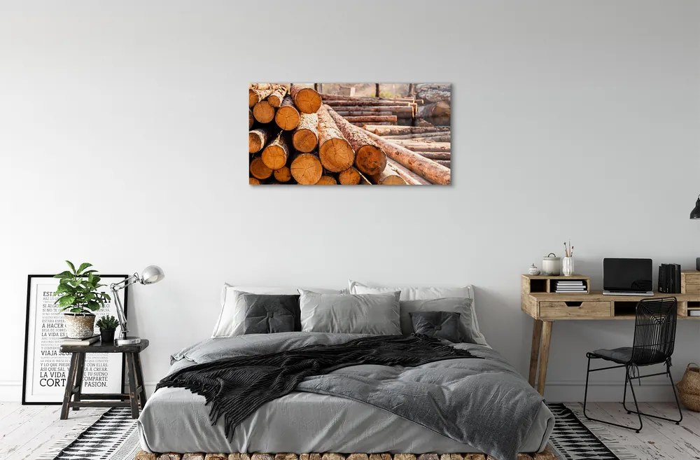 Quadro vetro acrilico Palline di composizione in legno 100x50 cm