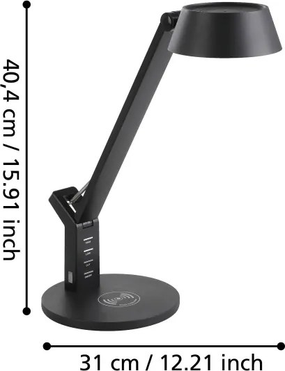 Eglo 99832 - Lampada da tavolo touch dimmerabile a LED BANDERALO LED/4,8W/230V nera