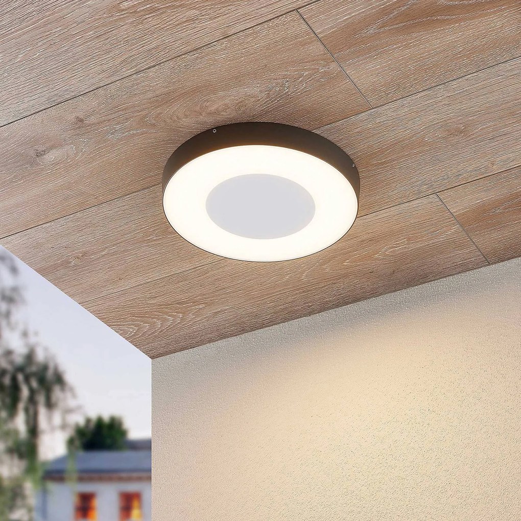 Lucande Plafoniera LED da esterni Sora, rotonda, sensore, IP54