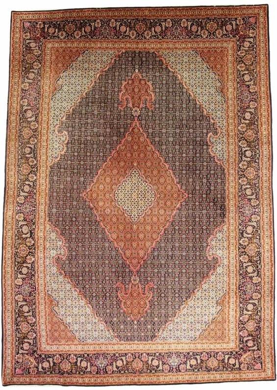 Tabriz Tappeto 250 x 360 Blu (Iran) Annodato A Mano