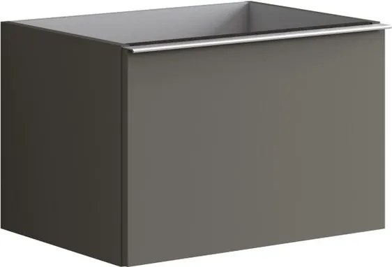 Mobile da bagno sospeso sotto lavabo Pixel plain 2 cassetti L 60 x H 40 x P 45.5 cm grigio carbone laccato opaco, con maniglia alluminio brillante