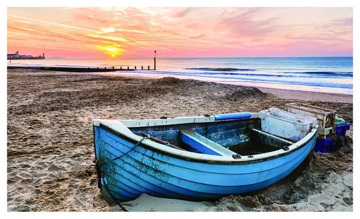 Stampa su tela Boat On The Beach, multicolore 145 x 95 cm