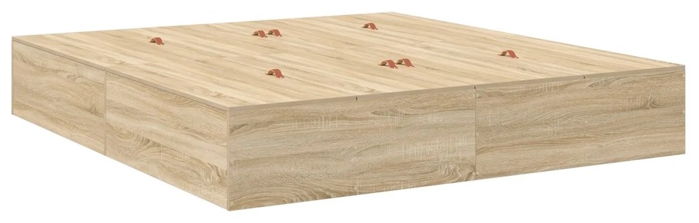 Struttura letto con contenitore in rovere sonoma 200x200 cm
