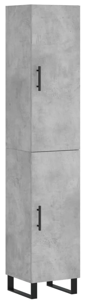 Credenza grigio cemento 34,5x34x180 cm in legno multistrato