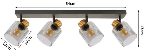 Brilagi - Faretto HYGGE 4xE14/15W/230V nero/vetro fumé