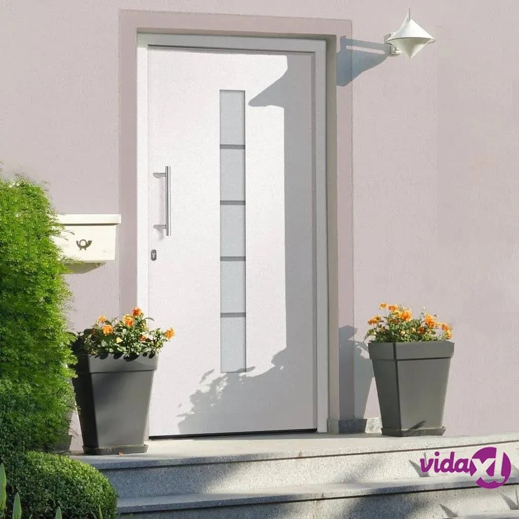 vidaXL Porta d'Ingresso in Alluminio e PVC Bianco 100x210 cm