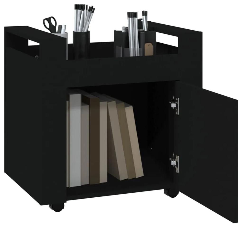 Carrello per scrivania nero 60x45x60 cm in legno multistrato