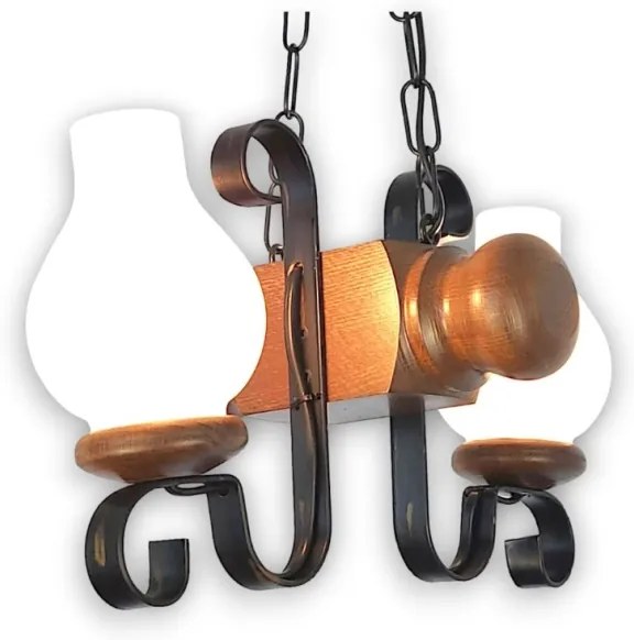 Brilagi - Lampadario a sospensione con catena RUSTIC 2xE14/40W/230V faggio/noce