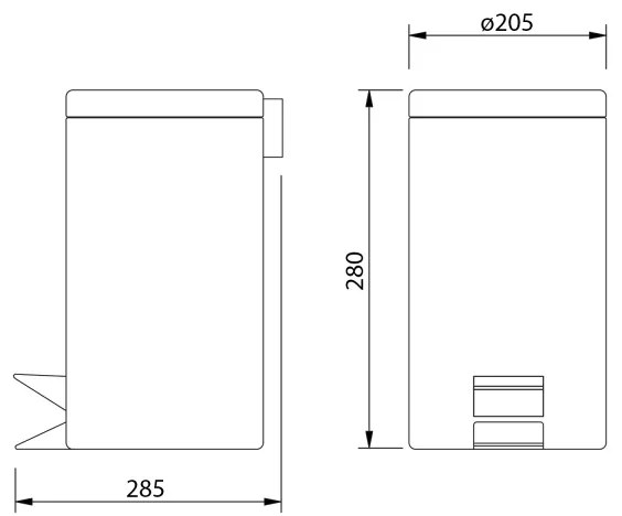 Aqualine - Cestino dei rifiuti SIMPLE LINE 5 l lucido acciaio inossidabile
