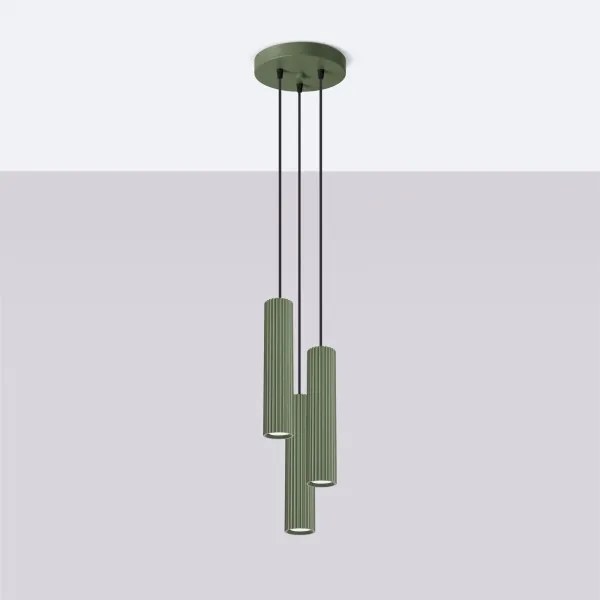 Sollux SL.1614 - Lampadario a sospensione con filo KARBON 3xGU10/10W/230V verde