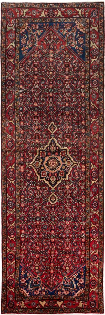 Hamedan Tappeto 360x110 Rosso (Iran) Annodato A Mano