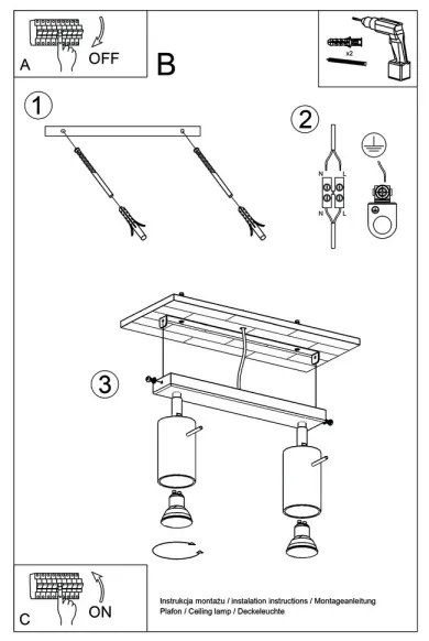 Sollux SL.0088 - Faretto RING 2 2xGU10/10W/230V bianco