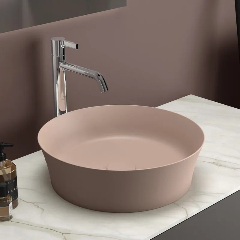 Lavabo da appoggio IDEAL STANDARD tondo piletta non inclusa in ceramica rosa piletta non inclusa