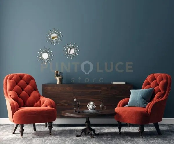 Melanie set di 3 specchi da parete tondi con cornice metallo decora...