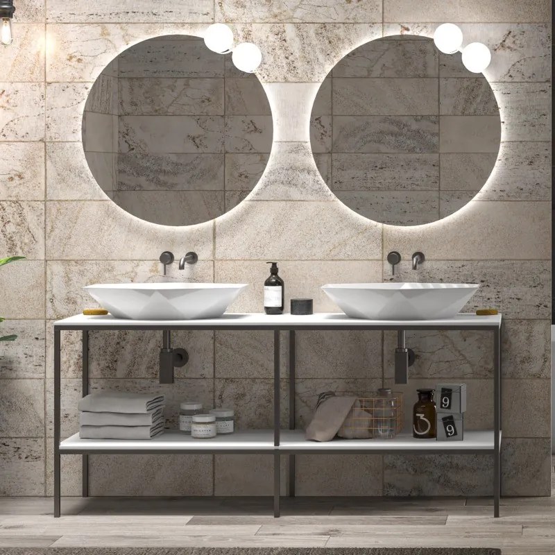 Mobile bagno metallico 175 cm con due piani NET-175 - KAMALU