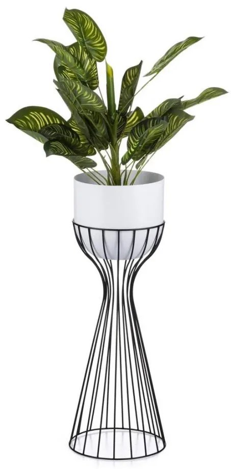 Vaso da fiori in metallo LOFT 56x20 cm nero/bianco