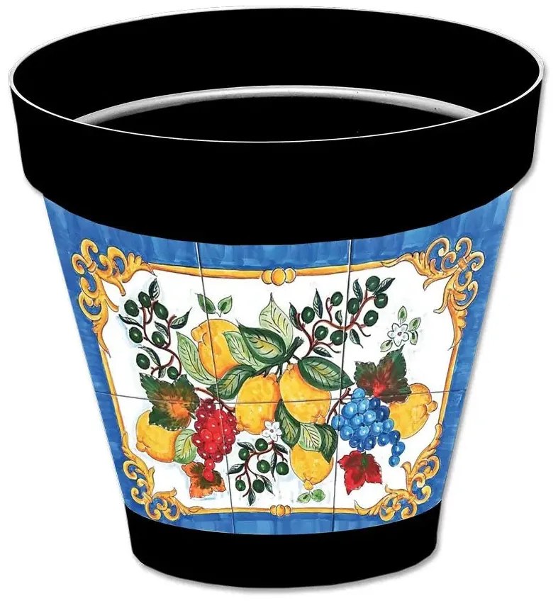 Vaso Sicilia antracite D.26 diversi decori, Limoni