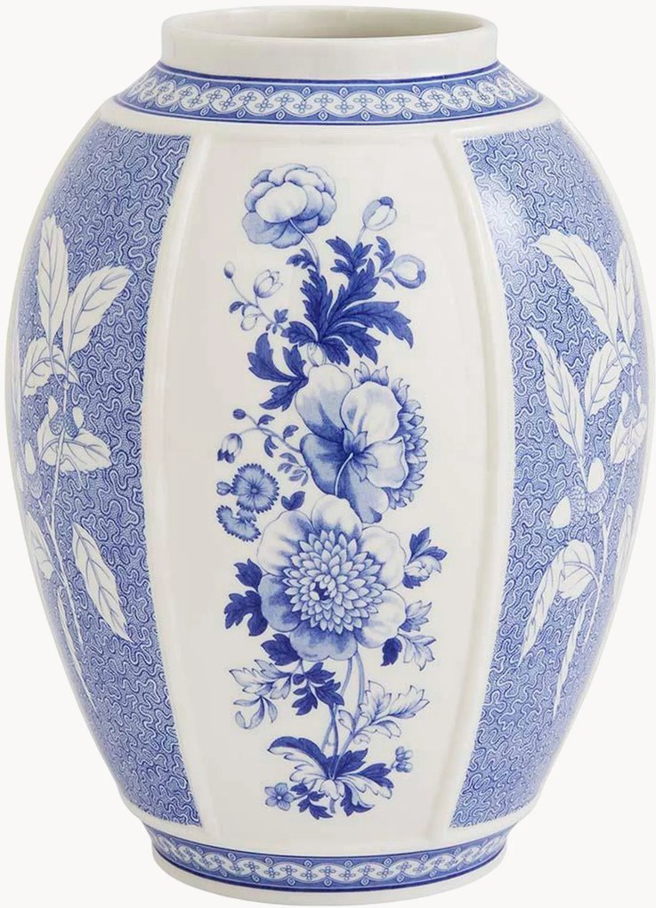 Vaso in porcellana Blue Italian British Flowers, alt. 26 cm
