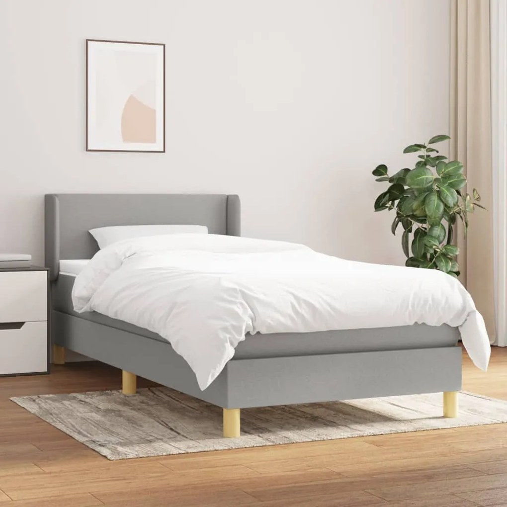 Giroletto A Molle Con Materasso Grigio Chiaro 80x200 Cm Tessuto /