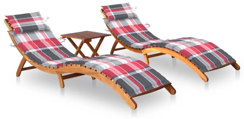 Lettini Prendisole 2 Pz Con Tavolo E Cuscini İn Legno Dacacia /